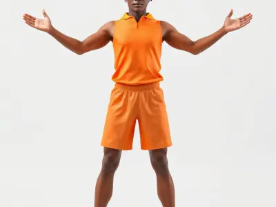 Sporty Athlete Rigged and Animated D Character Model Low-poly 3D model