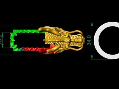 Asian Dragon Car Key  01 3D print model