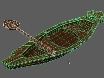 Wood canoe 3D model