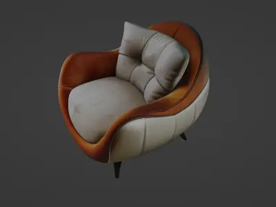 Contemporary Luxury Armchair with Velvet and Leather Finish 3D model
