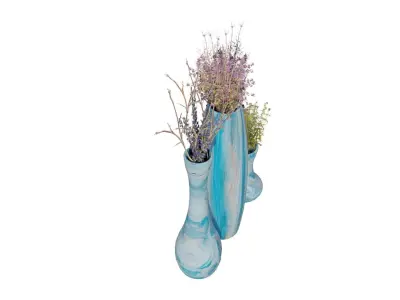 Low Poly Flower vase set for interiors Low-poly 3D model