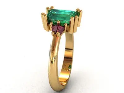 Princess Cut Emerald Ring  3D print model