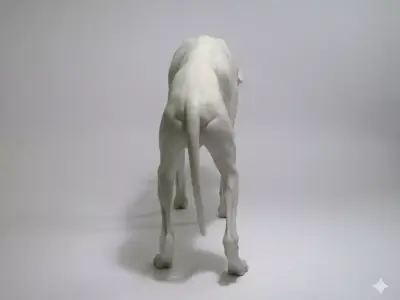 White Marble Greyhound Sculpture Realistic Canine Low-poly 3D model