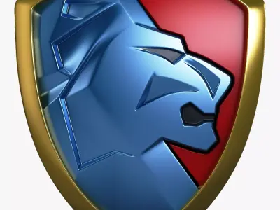 Lion Shield Insignia v 2 3D model