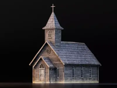 Medieval Church Low-poly 3D model