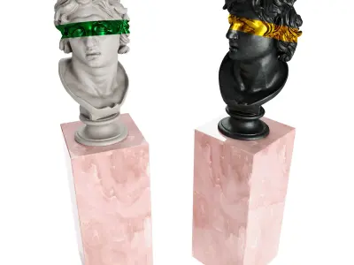 Triton bust stripe sculpture Low-poly 3D model