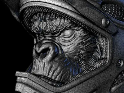 Animal bas relief art Biker monkey home decor art vol 2  3D print model