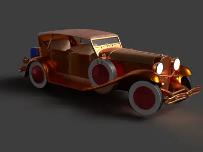 Chinese vintage car  Low-poly 3D model purchase