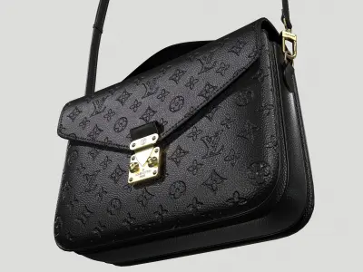 Louis Vuitton Pochette Metis Bag Monogram Black Low-poly 3D model
