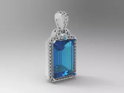 Blue Topaz pendant with diamonds 3D print model