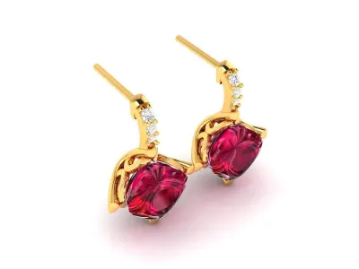 Women Earrings 3dm STL OBJ FBX Render Details 3D print model 2
