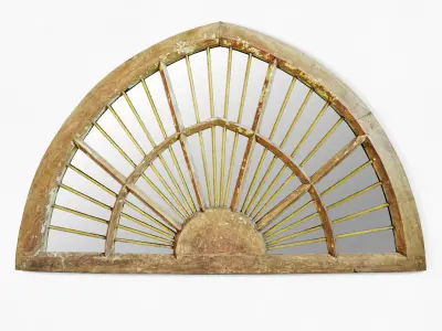 Old Wood and Iron Window Mirror 3D model