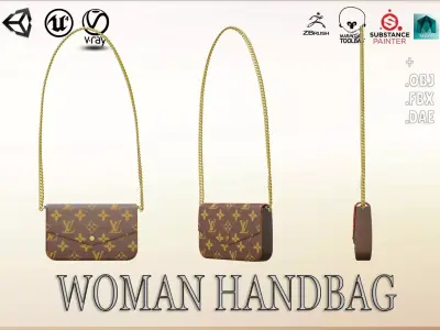 Woman Handbag Louis Vuitton Low-poly 3D model 2