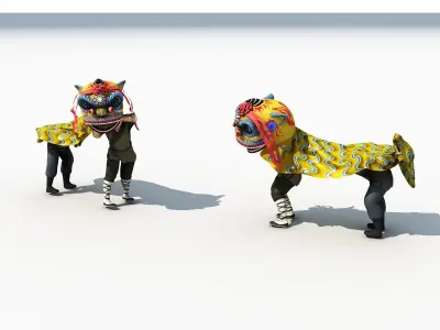 Chinese cultural lion dance 3D model