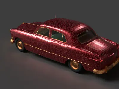 Chinese classic car   Low-poly 3D model