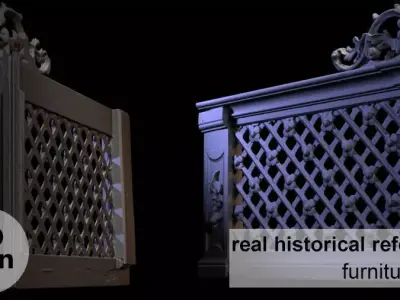 Furniture 021 wooden railing 3D print model