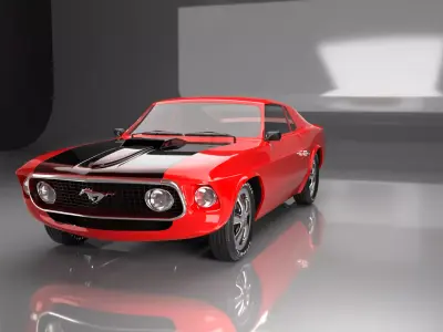 Red Mustang Low-poly 3D model