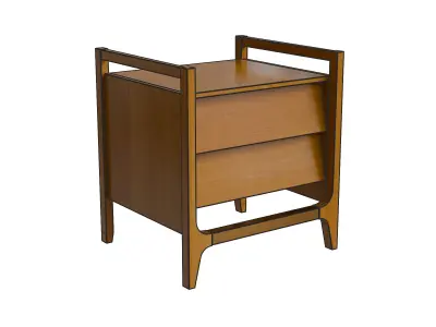 Penney Orange Wooden Nightstand Low-poly 3D model