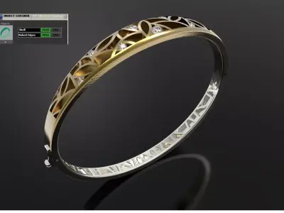 Openwork Bangle Bracelet with Filigree model bg0065 3D print model