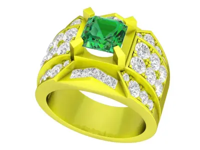 Luxury Square Center Stone Pave Shoulder Ring 4722 3D print model