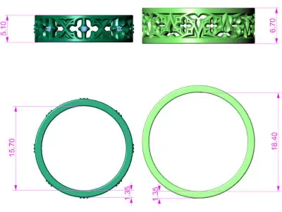 Patterned rings 3D print model buy