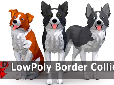 LowPoly Dog - Border Collie Low-poly 3D model