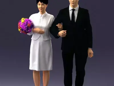 000355 Formal Couple with Bouquet 3dp 3D print model
