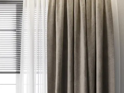 Hadi classic curtains with blinds number 01 Low-poly 3D model