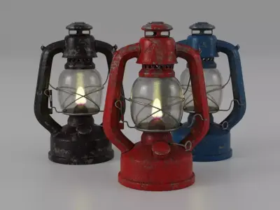 Oil lamp paint chipping 3D model
