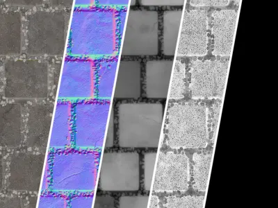 Pavement Materials 26- Slat Stone Paving Pbr 4k Seamless Texture