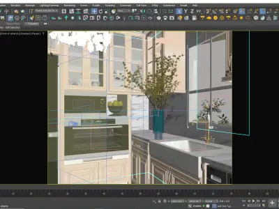 Elegant Modern Classic Kitchen with Marble Accents 3D model
