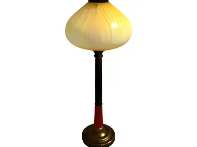 Elegant Brass Wood Floor Lamp Low-poly 3D model