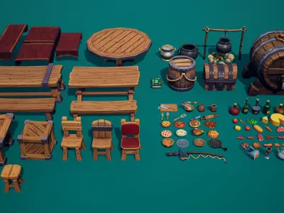 Stylized Cook Pack - Unreal Engine Asset Pack  Low-poly 3D model