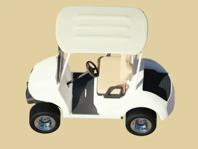 detailed low poly golf cart model 3D model