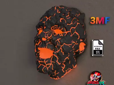 Lava Cracked Face Wall Sculpture-phosphorescent-3d print 3D print model