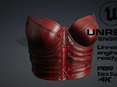 Red leather corset PBR 4k Low-poly 3D model