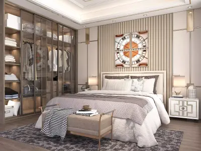 Modern Bedroom Scene 34 3D model