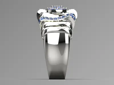 Luxury white gold ring with sapphire model jr00122 3D print model