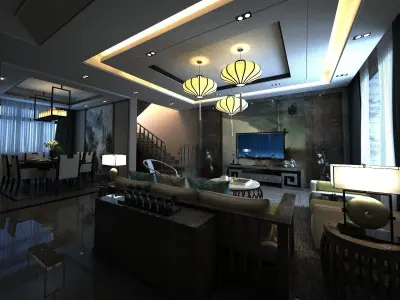 Chinese interior design room 3D model