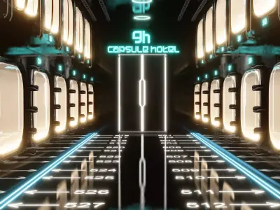 9h Capsule Hotel Hallway and BedTokyo Japan 3D model