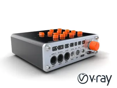 PixelMix Audio Interface model pack with neon-orange dials an... Low-poly 3D model