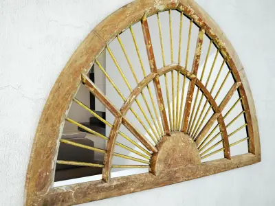 Old Wood and Iron Window Mirror 3D model
