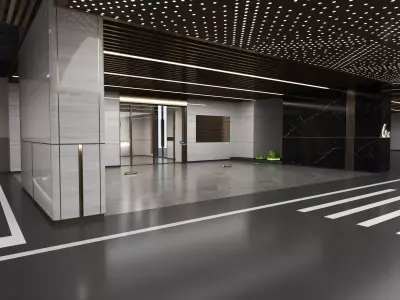 Modern Luxury Car Park - Garage 3D model