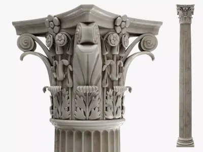 Roman Column High and LowPoly Version Low-poly 3D model
