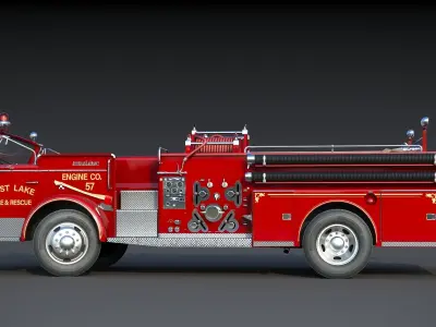 Fire truck American La France 900 Fire Engine Low-poly 3D model