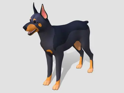 Cartoon Dog  - Doberman Low-poly 3D model