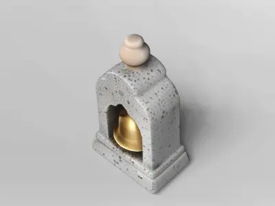 Decorative Brass Bell with Stone Arch Frame 3D Model 3D model