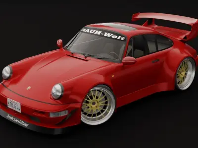 Porsche 911 RWB Low-poly 3D model