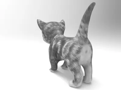 3D Cartoon cute cat  Low-poly 3D model