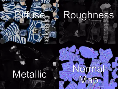 Blue Striped Zebra model pack Low-poly 3D model